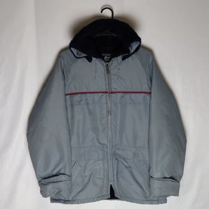 Sears Best Husky Jacket 18 Gray Long Sleeve Fleece Hooded Coat 80's Vintage
